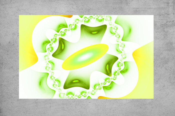 Tapet Premium Canvas - Forme verzi si galbene abstract [2]