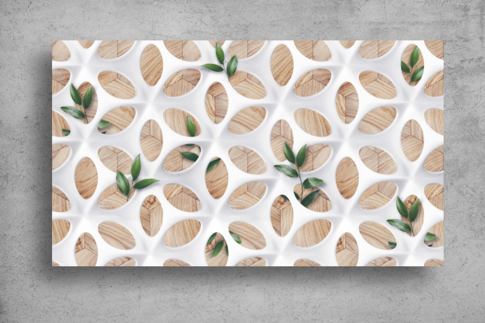 Tapet Premium Canvas - Frunze crescute peste plastic abstract [2]