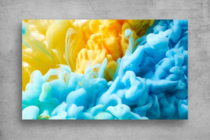 Tapet Premium Canvas - Fum colorat in galben si albastru abstract [2]