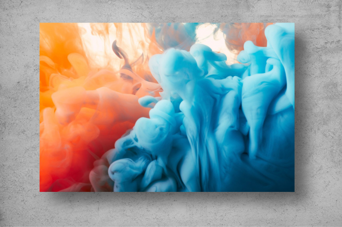 Tapet Premium Canvas - Fum colorat in nuante de rosu si albastru abstract [2]