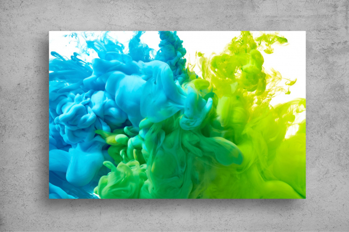 Tapet Premium Canvas - Fum colorat in verde si albastru abstract [2]