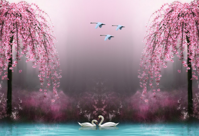 Tapet Premium Canvas - Iubire pe lac [2]