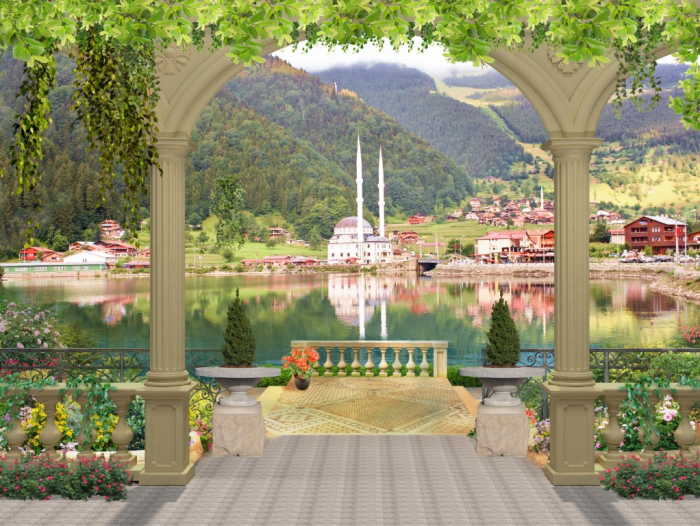 Tapet Premium Canvas - Lacul din gradina [2]