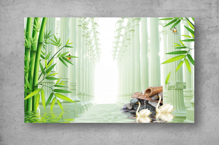 Tapet Premium Canvas - Lebedele coloanele si tunelul 3d abstract [2]