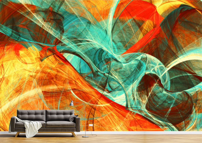 Tapet Premium Canvas - Linii si curbe colorate abstract [1]