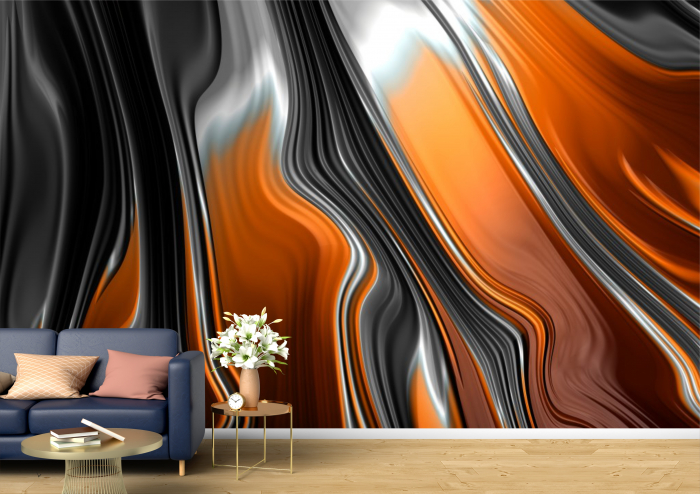 Tapet Premium Canvas - Linii si forme maronii abstract [1]