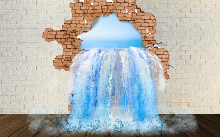 Tapet canvas premium - Model 3d abstract cascada din perete [2]