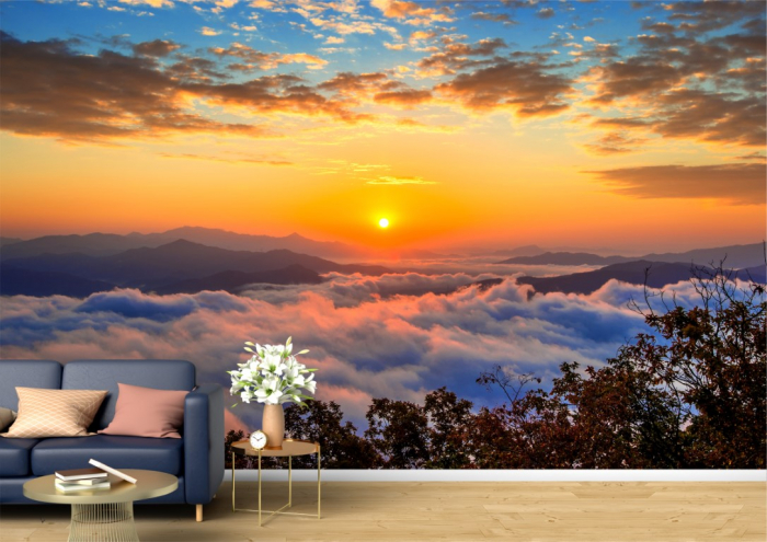 Tapet Premium Canvas - Muntele Seoraksan acoperit de ceata la rasarit [1]