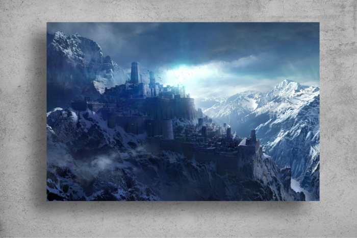 Tapet Premium Canvas - Muntii acoperiti de zapada si castelul [2]