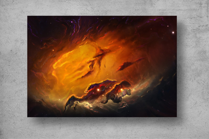 Tapet Premium Canvas - Norii si stelele pe cer abstract [2]