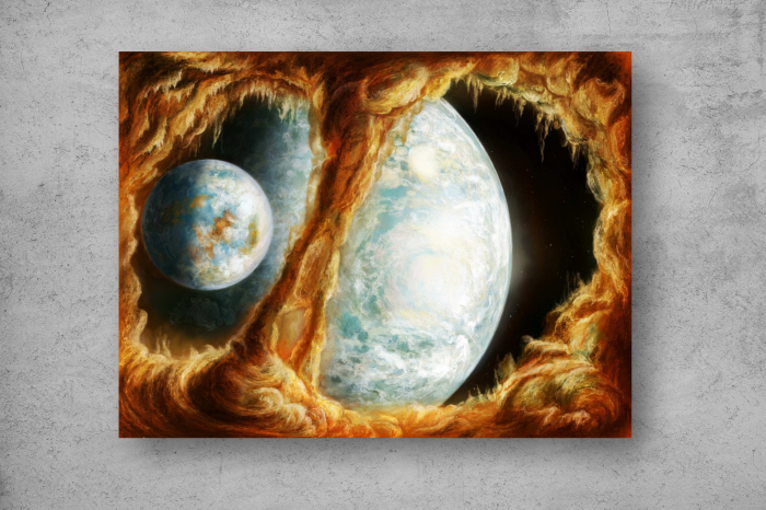 Tapet Premium Canvas - Pamantul 3d abstract in dublu exemplar [2]