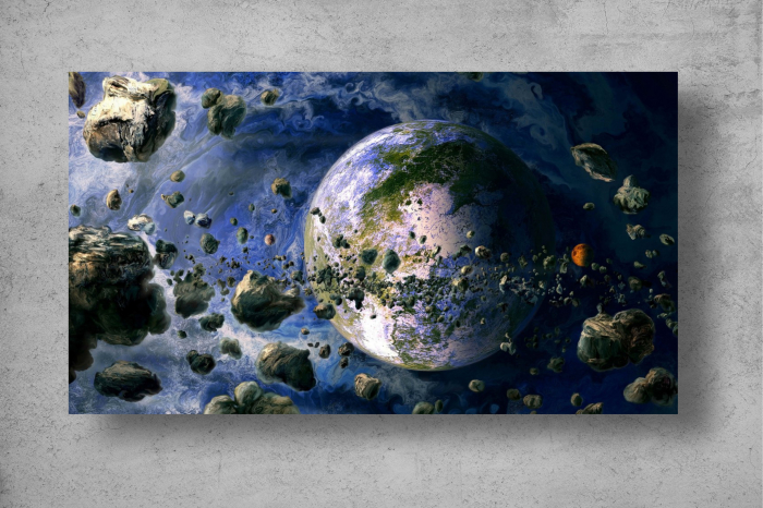 Tapet Premium Canvas - Pamantul si bucatile de meteorit [2]