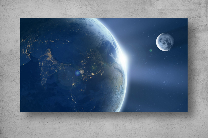 Tapet Premium Canvas - Pamantul si luna abstract [2]