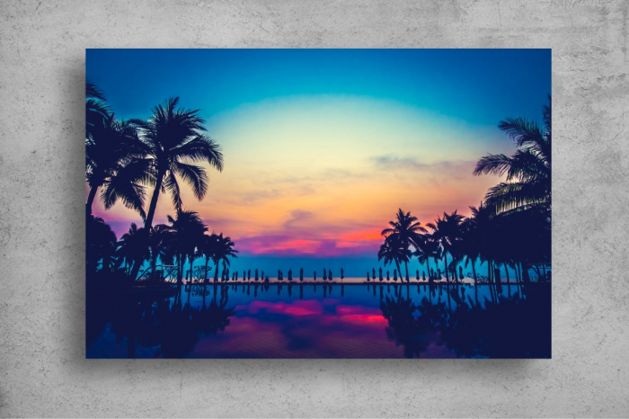 Tapet Premium Canvas - Peisaj de vara si palmieri [2]