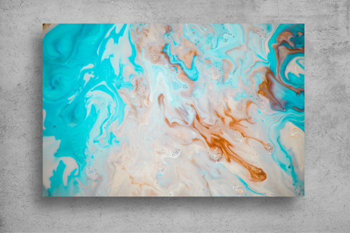 Tapet Premium Canvas - Pictura abstracta cu nuante de albastru si crem [2]
