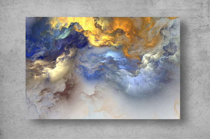 Tapet Premium Canvas - Pictura abstracta cu nuante de albastru si galben [2]
