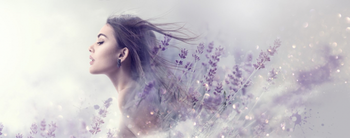 Tapet Premium Canvas - Portret femeie si lavanda [2]