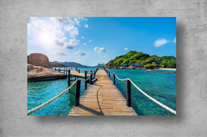Tapet Premium Canvas - Puntea din lemn pe insula din Thailanda [2]