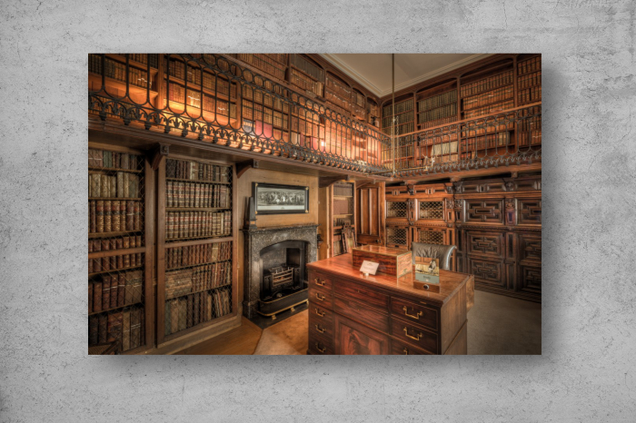 Tapet Premium Canvas - Randare 3d abstract biblioteca vintage [2]