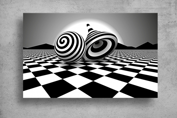 Tapet Premium Canvas - Randare 3d abstract tabla de sah [2]