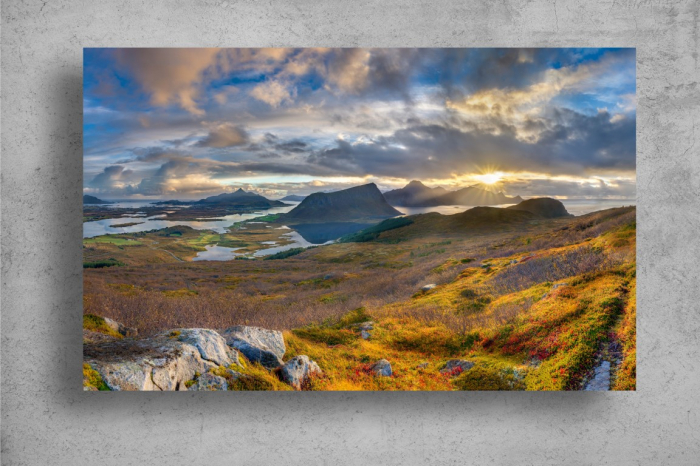 Tapet Premium Canvas - Rasaritul soarelui deasupra muntilor din Norvegia [2]