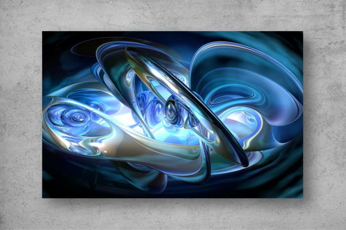 Tapet Premium Canvas - Sfera si forme albastre abstract [2]