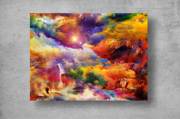 Tapet Premium Canvas - Stancile si castelul pictura abstracta [2]