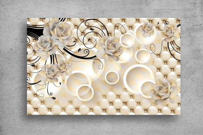 Tapet Premium Canvas - Trandafiri albi cu roua 3d abstract [2]