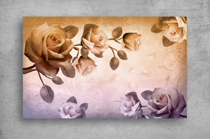 Tapet Premium Canvas - Trandafirii vintage 3d abstract [2]
