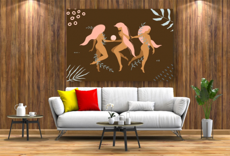 Tablouri canvas - Portrete Artistice - Tablou Canvas - Abstract femei nud cu glob