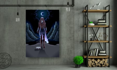 Tablouri canvas - Portrete Artistice - Tablou Canvas - Abstract femeia si luna
