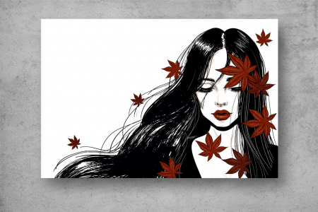 Tablou Canvas - Abstract femeie si frunze [1]