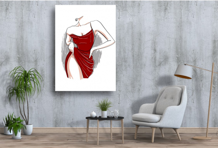 Tablouri canvas - Portrete Artistice - Tablou Canvas - Abstract rochie grena sexy