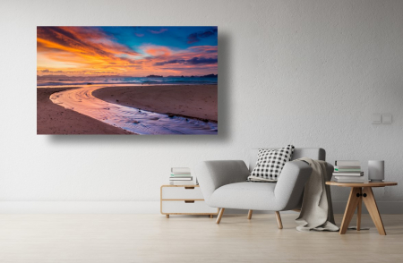 Tablouri Canvas cu peisaje - Tablou Canvas - Apusul colorat la malul oceanului