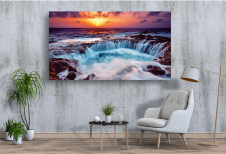 Produse - Tablou Canvas - Apusul de langa cascada