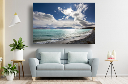 Tablouri Canvas cu peisaje - Tablou Canvas - Apusul, marea si muntii