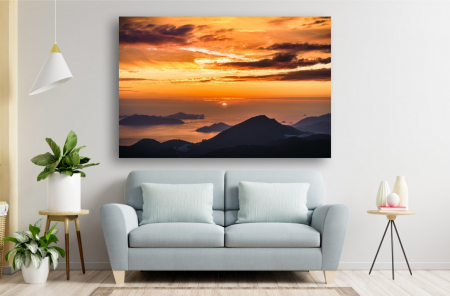 Tablouri Canvas cu peisaje - Tablou Canvas - Apusul portocaliu la mare