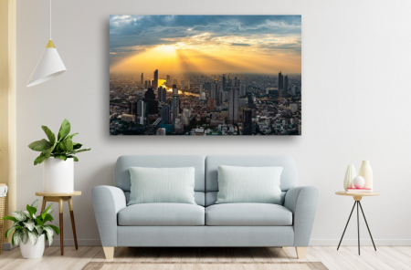 Tablouri Canvas Urbane - Tablou Canvas - Apusul printre zgarie-nori
