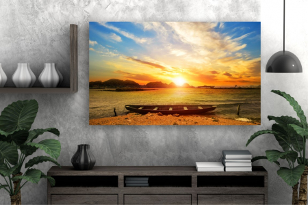 Tablouri Canvas cu peisaje - Tablou Canvas - Barca la rasarit
