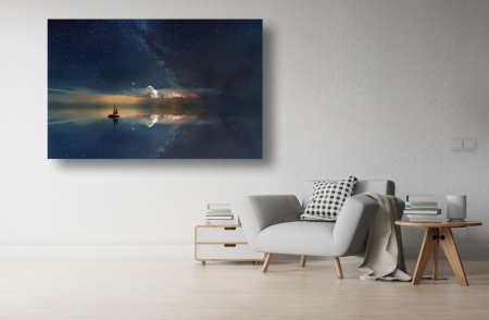Tablouri Canvas cu peisaje - Tablou Canvas - Barca pe apa si cerul