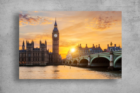 Tablou Canvas - Big Ben si podul din Londra la apus [1]