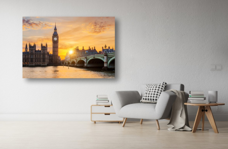 Tablouri Canvas Urbane - Tablou Canvas - Big Ben si podul din Londra la apus