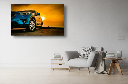 Tablouri Canvas cu peisaje - Tablou Canvas -Bolidul pe malul marii la apus
