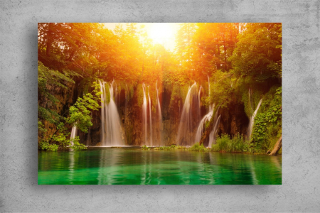 Tablou Canvas - Cascada la apus [1]