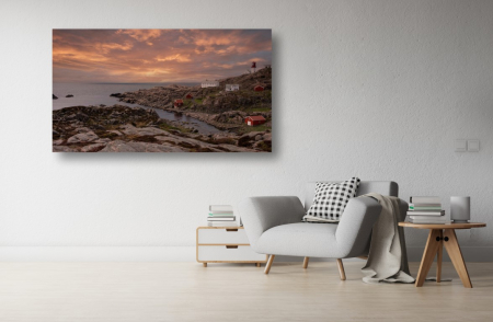Tablouri Canvas cu peisaje - Tablou Canvas - Casele si farul la malul marii