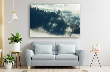 Tablouri Canvas cu peisaje - Tablou Canvas - Ceata si razele soarelui la munte