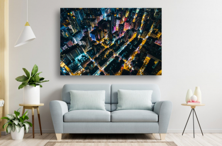 Tablouri Canvas Urbane - Tablou Canvas - Cladiri luminate noaptea