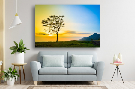 Tablouri Canvas cu peisaje - Tablou Canvas - Copacul singuratic la rasarit