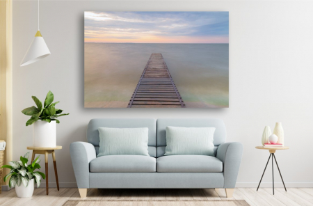 Tablouri Canvas cu peisaje - Tablou Canvas - Digul din lemn pe lac la apus