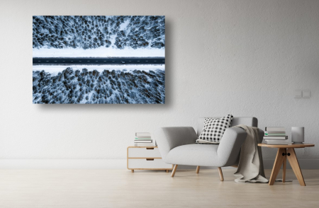 Tablouri Canvas cu peisaje - Tablou Canvas - Drumul vazut de sus din padurea inzapezita